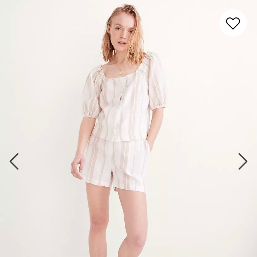 Madewell Linen-Blend Square-Neck Button-Front Top size small